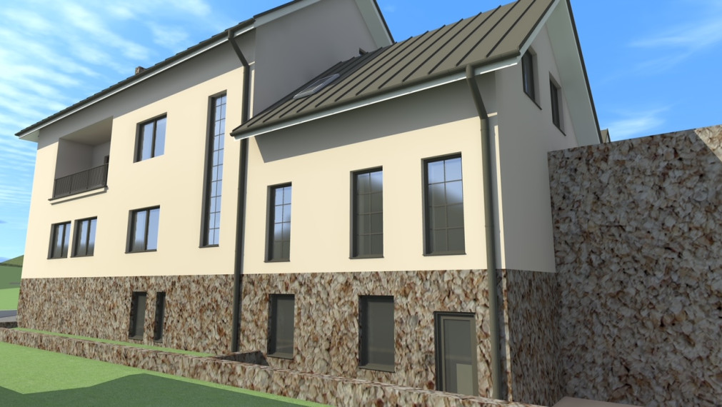 RODINNÝ DOM S VÝHĽADOM A PRÁVOPLATNÝM STAVEBNÝM POVOLENÍM NA 6 BYTOV – NOVÁ BAŇA