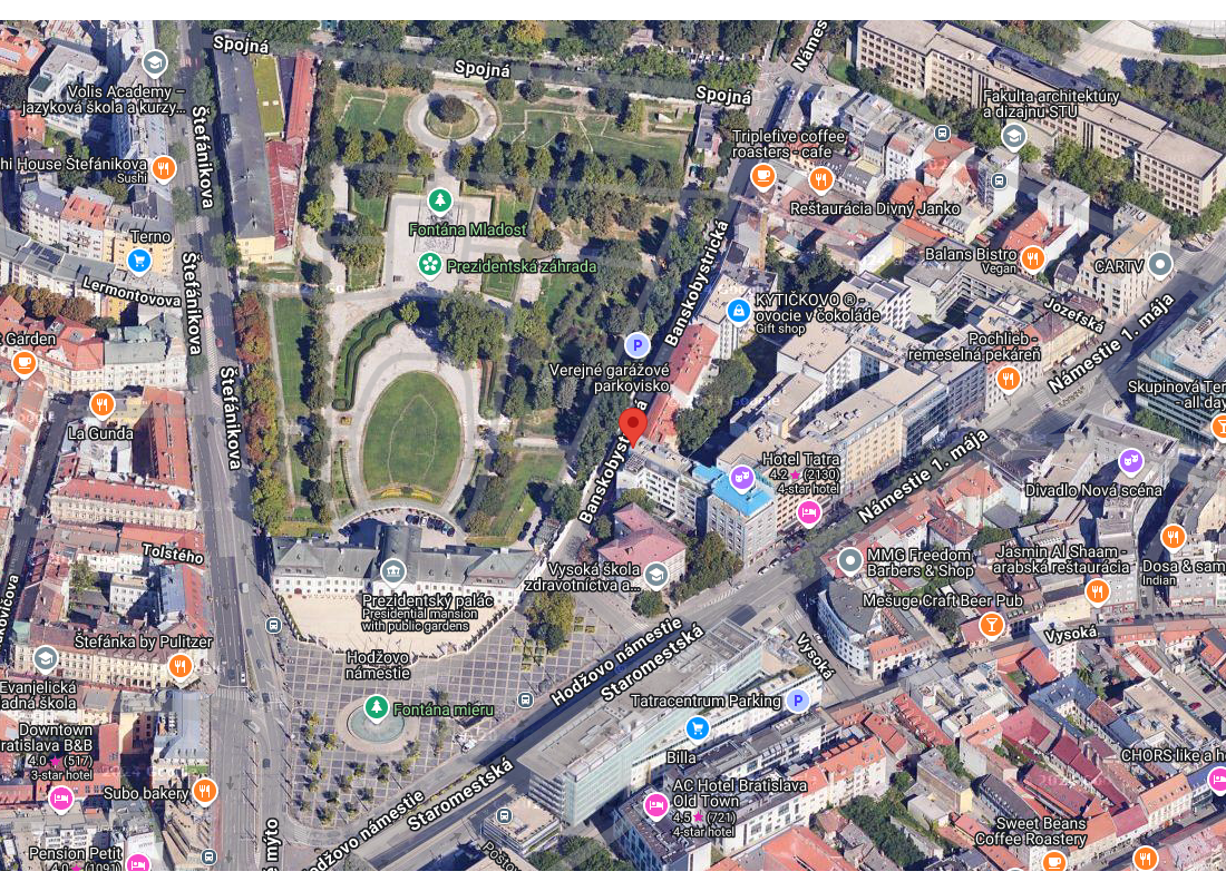 Parkovcie státie v garáži v centre Bratislava na Banskobystrickej ulici